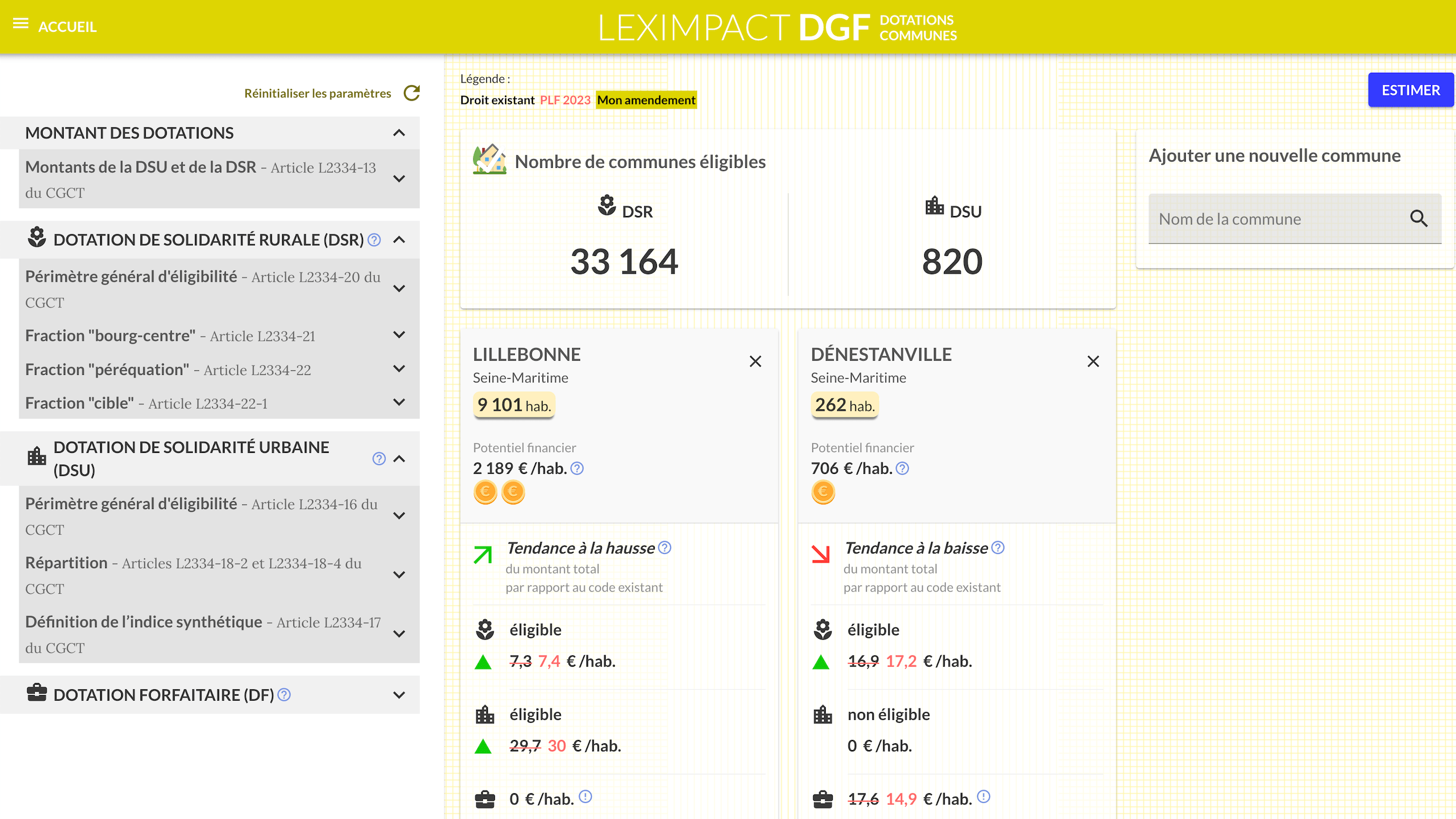 Simulateur de réformes des dotations aux communes — LexImpact